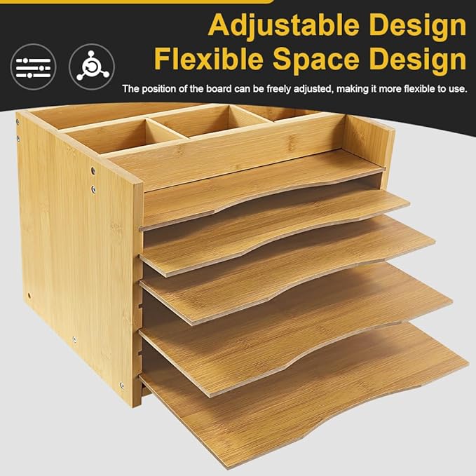 5-Tiers Bamboo File Organizer high quality